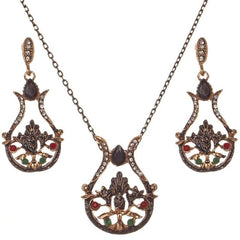 Vintage Crystal Turkish Jewelry Sets Multi Colour Gold Chunky Necklace Earrings For Women Fashion Accessories Gift