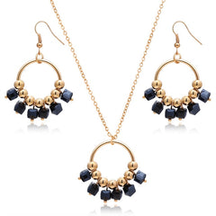 Vintage Crystal Turkish Jewelry Sets Multi Colour Gold Chunky Necklace Earrings For Women Fashion Accessories Gift