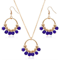 Vintage Crystal Turkish Jewelry Sets Multi Colour Gold Chunky Necklace Earrings For Women Fashion Accessories Gift