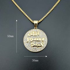 Beautiful Allah Pendant Necklace Stainless Steel Islam Muslim Arabic Gold Color