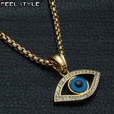 Evil Eye Necklaces & Pendants IP Gold Filled Natural Stone Eye Necklace