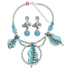 Afghan Silver Color Coin Tassel Bib Statement Necklace & Earring Sets for Women Turkish Gypsy Rhinestone Necklace Party Jewelry