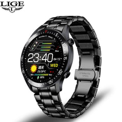 LIGE Luxury brand Men’s Smart Watches 2021 New Steel band Fitness watch Heart rate blood pressure Activity tracker Smart Watch For Men