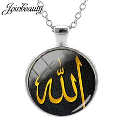 JOINBEAUTY Islamic Muslims Pattern Men Women Necklaces Handmade Glass Cabochon Pendant Charm Arab Gift Jewelry NT355