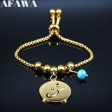 2021 Persian Love Poems Natural Stone Stainless Steel Bracelet Charm for Women Gold Color Bracelet Jewelry pulseras B18651