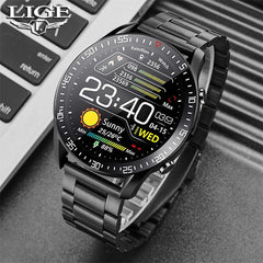 LIGE New Smart watch Men Full touch Screen Sports Fitness watch IP68 waterproof Bluetooth Suitable For Android ios Smart watch