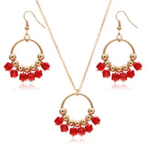 Vintage Crystal Turkish Jewelry Sets Multi Colour Gold Chunky Necklace Earrings For Women Fashion Accessories Gift