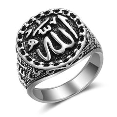 CHENGXUN Middle East Jewelry Arab Muslim Islam Ring for Men and Women Fashion Retro Allah Ring Punk Style Antique Gold