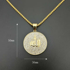 Beautiful Allah Pendant Necklace Stainless Steel Islam Muslim Arabic Gold Color