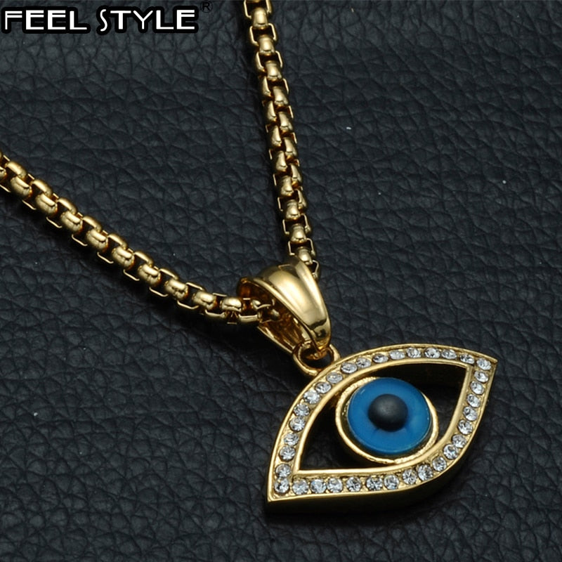 Evil Eye Necklaces & Pendants IP Gold Filled Natural Stone Eye Necklace