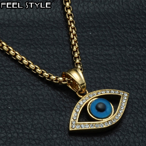 Evil Eye Necklaces & Pendants IP Gold Filled Natural Stone Eye Necklace