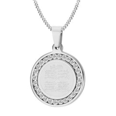 4 Qul Gold Silver Color Muslim Islamic Hajj Umrah Monogram stainless steel CZ Stone Pendant necklace