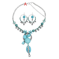 Afghan Silver Color Coin Tassel Bib Statement Necklace & Earring Sets for Women Turkish Gypsy Rhinestone Necklace Party  Jewelry