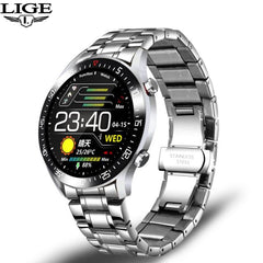 LIGE Luxury brand Men’s Smart Watches 2021 New Steel band Fitness watch Heart rate blood pressure Activity tracker Smart Watch For Men