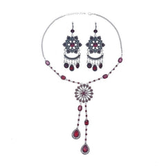 Afghan Silver Color Coin Tassel Bib Statement Necklace & Earring Sets for Women Turkish Gypsy Rhinestone Necklace Party  Jewelry