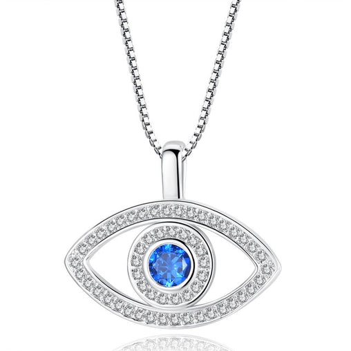Blue Rhinestone Luck Turkey Blue Evil Eye Choker Necklace for Women Box Chain Pendant Necklace Fashion Jewelry