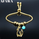 2021 Natural Stone Stainless Steel Chain Bracelet for Women Gold Color Persian Love Poems Bracelets Jewelry pulseras B18652