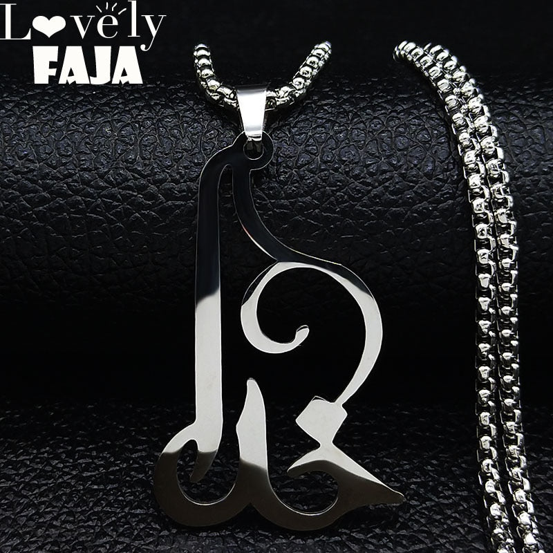 Persian Parsi Khoda God Design Stainless Steel Necklace Chain Women Silver Color Necklaces Persia Art Gift Jewelry chaine N19319